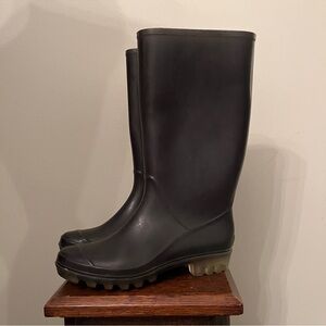 Coach Black Rubber Knee High Rain Boots